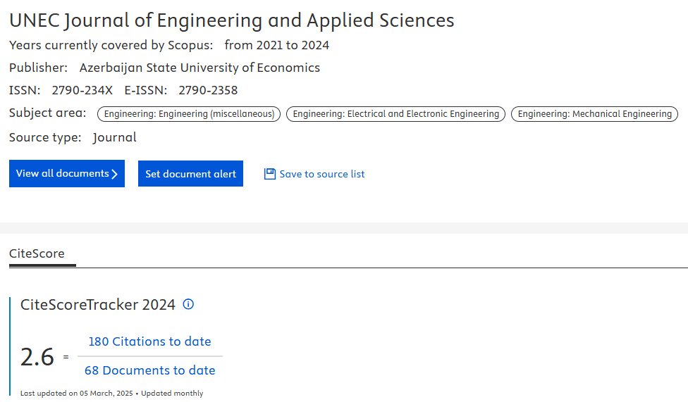 UNEC Journal of Engineering and Applied Sciences Now Indexed in Scopus!